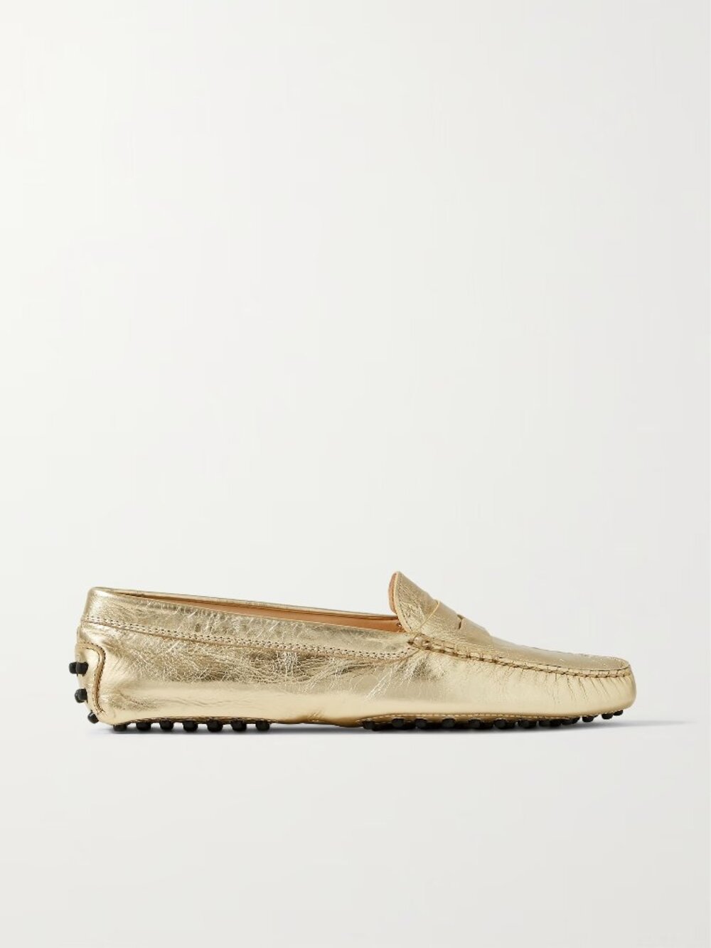 Gommino Loafers in Gold Metallic Leather Sz8 BNIB